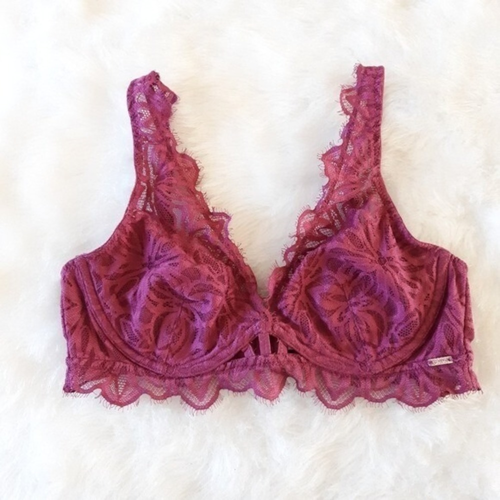 Victorias Secret PINK Lace Bra Womens Small Coquette Cottagecore Romantic Dusty